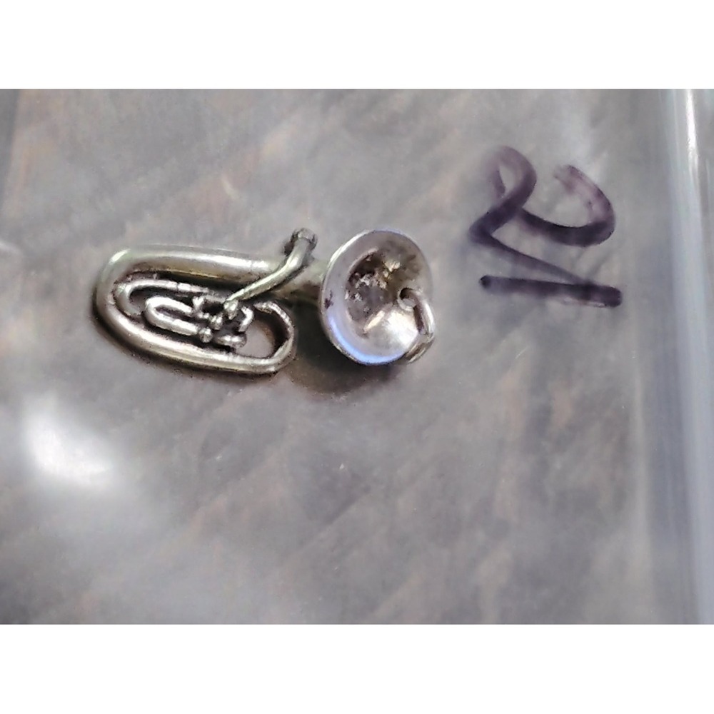 tuba euphonium musical instrument charm pendant  925 vintage